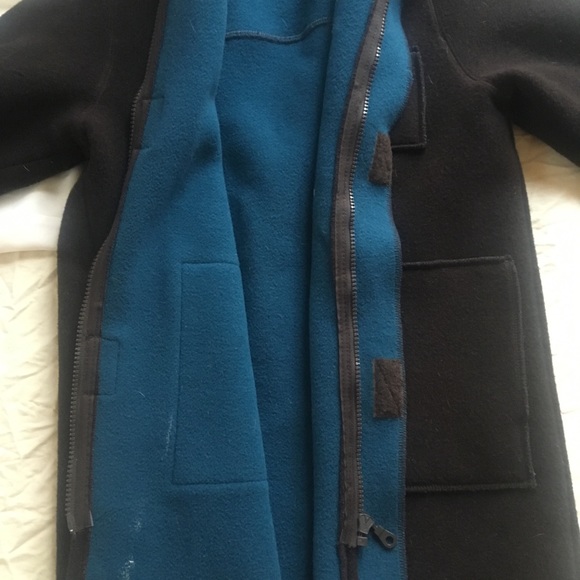 EUC Petit Bateau 126 8a chocolate and teal coat